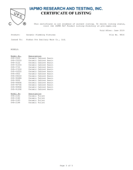 OVS cUPC certificate of toilet & sink (9816)